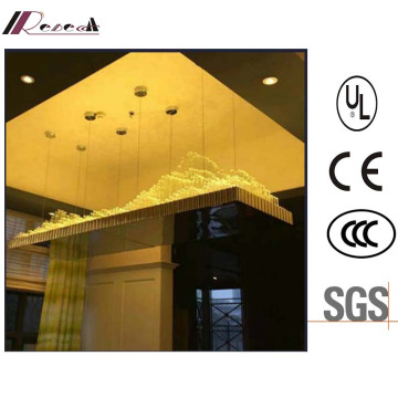 Hotel Lobby Decorative Rectangle Glass Tube Chandelier